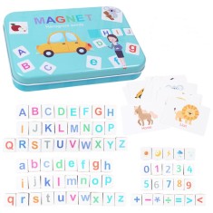 Joc magnetic de asamblare a cuvintelor, din lemn, pentru &icirc;nvățarea cuvintelor &icirc;n limba engleză