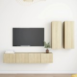 VidaXL Set de dulapuri TV, 4 piese, stejar sonoma, lemn prelucrat