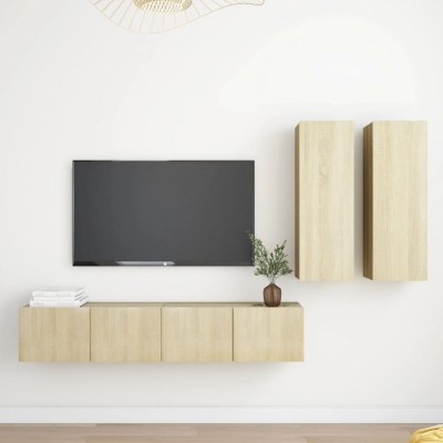 vidaXL Set de dulapuri TV, 4 piese, stejar sonoma, lemn prelucrat 3079001 foto
