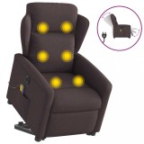 vidaXL Fotoliu electric masaj rabatabil cu ridicare maro &icirc;nchis textil