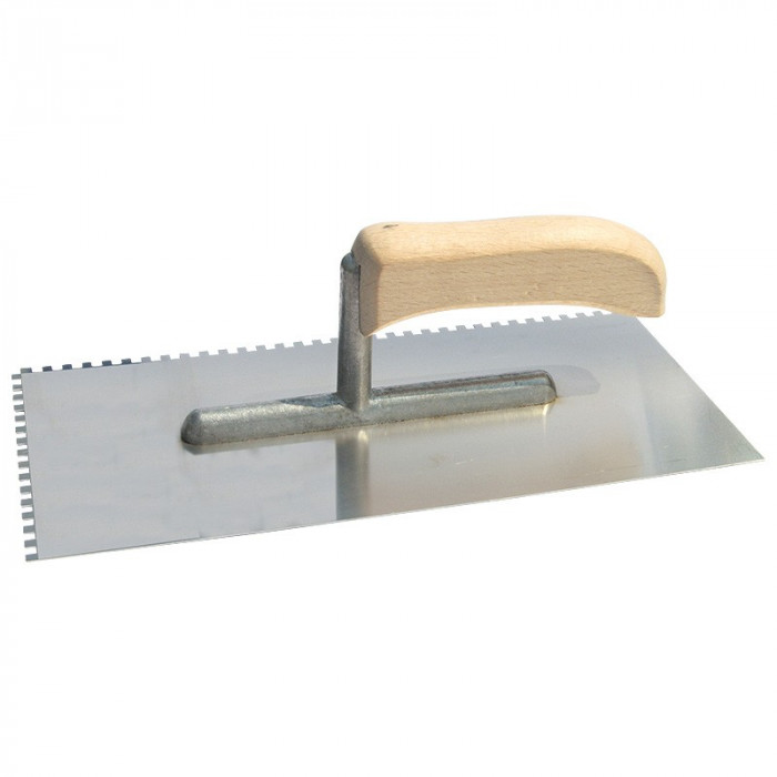 GLETIERA INOX DINTATA CU MANER LEMN 270X130/8MM