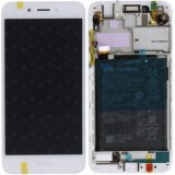 Huawei Honor 6A (DLI-AL10) Capac frontal modul display + LCD + digitizer + baterie argintiu auriu 02351KTV