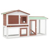 Gossi cusca mare exterior pt. iepuri, maro si alb, 145x45x84 cm, lemn
