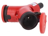 Conector Alimentare AC Splitter 2P PE 250V 16A Roșu IP44