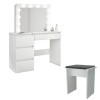 Masa de toaleta/machiaj + Taburet, alba, cu oglinda si LED-uri, Irina, 94x43x141 cm GartenVIP DiyLine, Artool