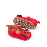 Pantofiori rosii cu fundita - Mouse (Marime Disponibila: 3-6 luni (Marimea 18