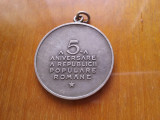 1952-Medalie R.P.R.-5 ani Republica lipsa avers