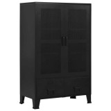 Gossi dulap birou cu usi de plasa negru 75x40x120 cm otel industrial