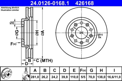 ATE 24.0126-0168.1 Disc frana foto