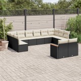 Gossi set canapele de gradina, 12 piese, cu perne, negru, poliratan