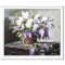 Tablou pictat manual inramat, Vaza cu liliac, 70x60cm ulei pe panza in cutit efect 3D, Geo Ungureanu