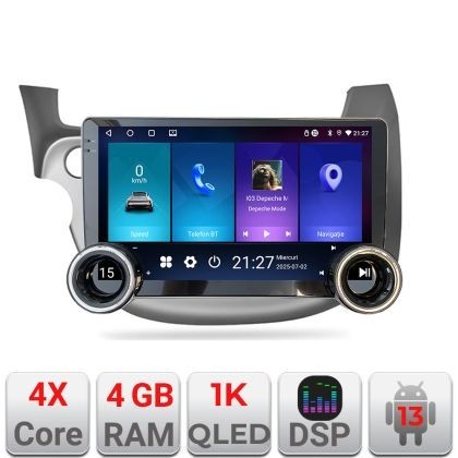 Navigatie Honda Fit 2008-2013 Edotec 4+64 10.5 inch Incell 1K android Wifi 5Ghz gps internet Kit-fit-08 CarStore Technology