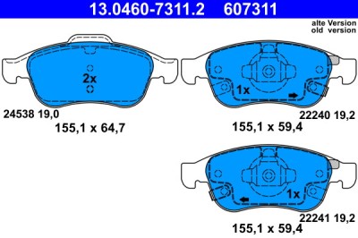 ATE 13.0460-7311.2 set placute frana,frana disc foto