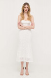 Bardot rochie culoarea alb, maxi, mulata