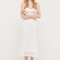 Bardot rochie culoarea alb, maxi, mulata