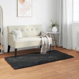 vidaXL Covor din L&acirc;nă Faux Tafalla Negru 60 x 110 cm Poliester 42021565