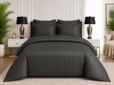 Cumpara ieftin Lenjerie de Pat Damasc Satinat Antracit, 6 Piese, Cearsaf cu Elastic 180x200 cm
