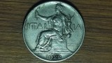 Italia fascista - moneda de colectie istorica - 1 lira 1922 - Seated Victory - foarte frumoasa !