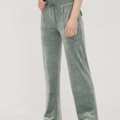 Juicy Couture pantaloni de trening femei, culoarea verde, neted