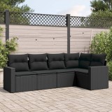 Cumpara ieftin Gossi set mobilier de gradina cu perne, 5 piese, negru, poliratan