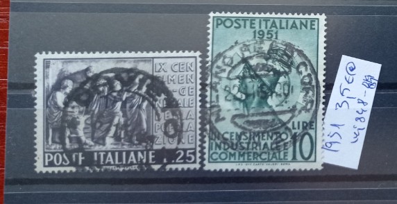 TS21 - Timbre serie Italia 1951 Mi848-850