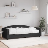 VidaXL Pat de zi cu saltea, negru, 100x200 cm, textil 3197177