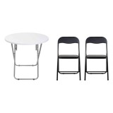 Masa plianta rotunda cu blat mdf, dimensiuni 70x70cm, alb (ZLN 6944) plus 2 x scaun bucatarie pliant (DSY 1115) / ZLN 6944_2S