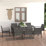 VidaXL Set mobilier de masă pentru grădină, 9 piese, gri, poliratan 3065716