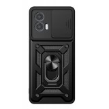 Husa telefon compatibila motorola moto g73, slide &amp; snap premium, magnetic ring holder, negru