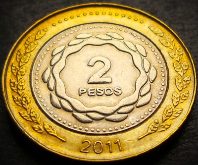 Moneda bimetal 2 PESOS - ARGENTINA, anul 2011 * cod 4256 foto