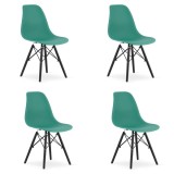 Cumpara ieftin Set 4 scaune stil scandinav, Artool, Osaka, PP, lemn, verde si negru, 46x54x81 cm