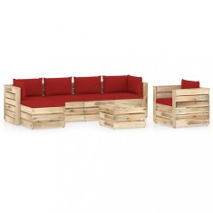 Set mobilier de gradina cu perne, 7 piese, lemn verde tratat GartenMobel Dekor foto