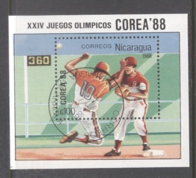 Nicaragua 1988 Olympic games perf. sheet Mi.B177 used TA.094 foto