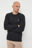 Lyle &amp; Scott pulover din amestec de lana barbati, culoarea negru, light