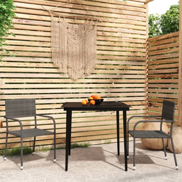 vidaXL Set mobilier pentru grădină, 3 piese, gri