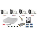 Sistem supraveghere Hikvision 4 camere 5MP Ultra HD Color VU full time ( color noaptea ) cu accesorii SafetyGuard Surveillance