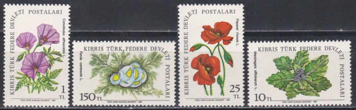 Ciprul Turc 1981 - Flori, MNH