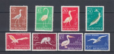 ROMANIA 1957 LP 448 FAUNA DIN DELTA DUNARII SERIE MNH foto