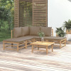 Set mobilier de gradina cu perne gri taupe, 6 piese, bambus GartenMobel Dekor, vidaXL