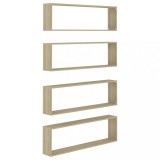 Cumpara ieftin Rafturi de perete cub, 4 buc., stejar sonoma, 100x15x30 cm, PAL