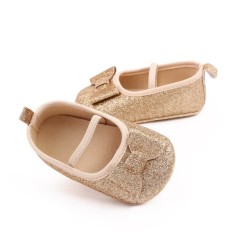 Pantofiori aurii cu fundita delicata (Marime Disponibila: 6-9 luni (Marimea 19