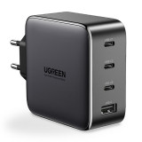 &Icirc;ncărcător Rapid Ugreen GaN 3x USB Type C / USB Power Delivery 3.0 QuickCharge 4+ FCP SCP AFC 100W EU Negru (CD226 40747)