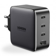 Încărcător Rapid Ugreen GaN 3x USB Type C / USB Power Delivery 3.0 QuickCharge 4+ FCP SCP AFC 100W EU Negru (CD226 40747)