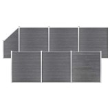 Cumpara ieftin Set panouri gard, 6 patrate + 1 oblic, gri, 1138x186 cm, WPC