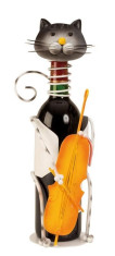 Suport pentru Sticla Vin, model Pisica, Metal Lucios, Capacitate 1 Sticla, H 36.5 cm foto