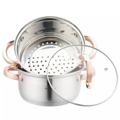 Set de 3 piese, oala pentru fiert cu abur, inox, diametru 18 cm, capacitate 2.5 litri, Klausberg