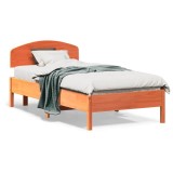 Cumpara ieftin Cadru pat fara saltea, maro ceruit, 75x190 cm, lemn masiv pin