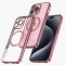Huse silicon cu incarcare magetica wireless pentru Iphone 15 Pro Roz