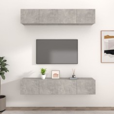 vidaXL Comode TV, 4 buc., gri beton, 80x30x30 cm, lemn compozit