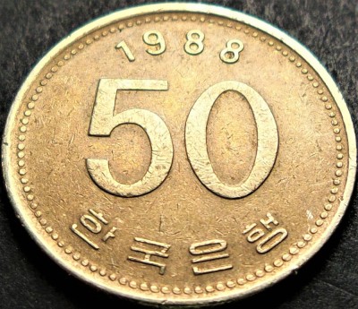 Moneda 50 WON - COREEA DE SUD, anul 1988 * cod 3454 foto